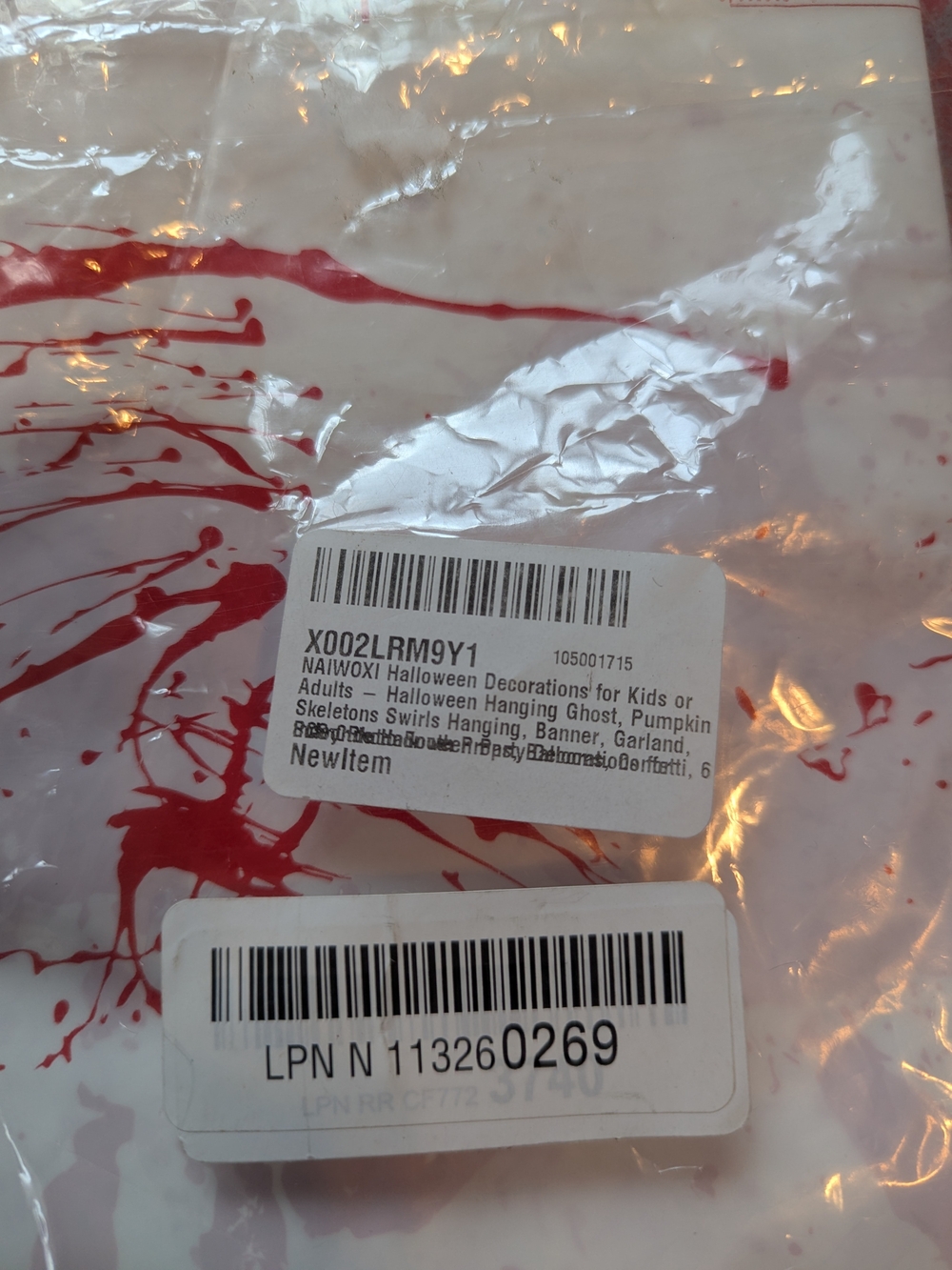 Halloween Blood Splatter Table Cover - White and Red
